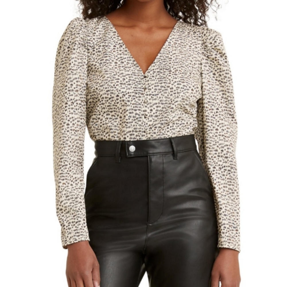 NWT Levi's Teegan Notch Print Cotton Blouse Sz L & XL - Picture 8 of 9